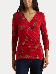 Lauren Ralph Lauren Alayjia V-Neck Jersey Top - Image 4 of 5