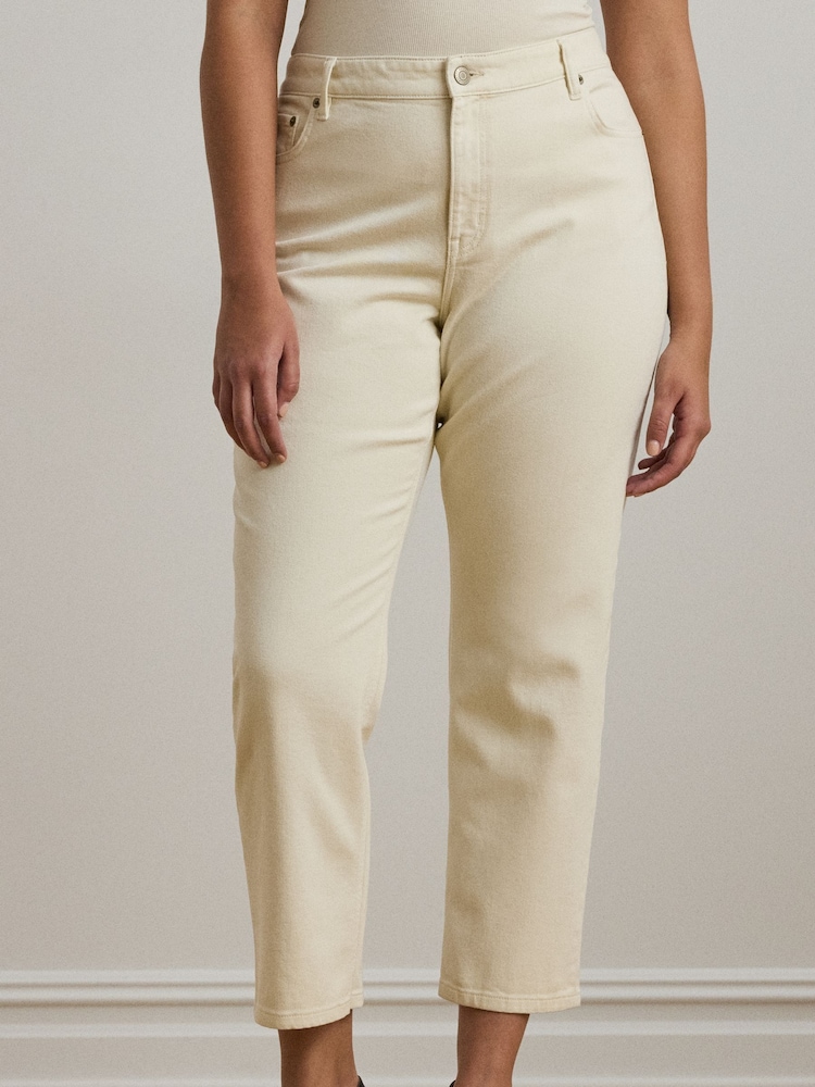 Lauren Ralph Lauren Cream Curve High Rise Straight Fit Denim Jeans - Image 1 of 7