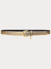 Lauren Ralph Lauren Gold Crosshatch Leather Belt - Image 1 of 2