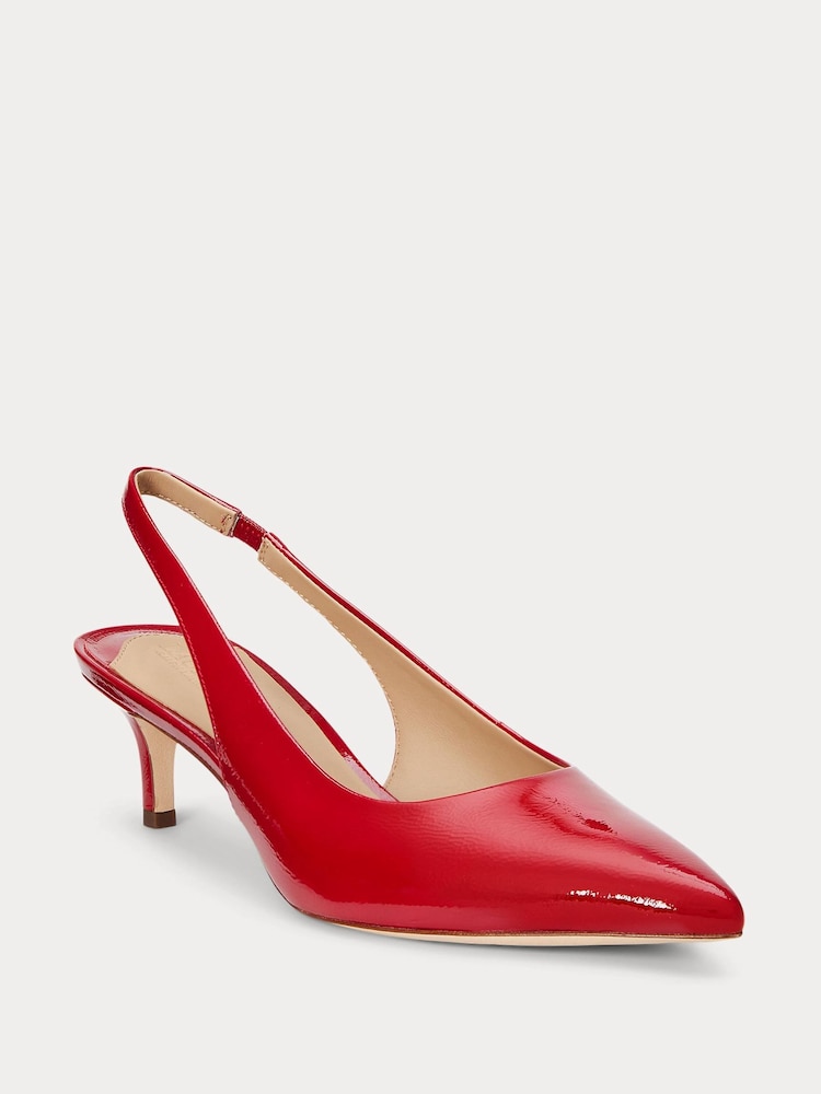 Roșu - Lauren Ralph Lauren Lolah II Leather Slingback Pump Heeled Shoes - Image 3 of 5