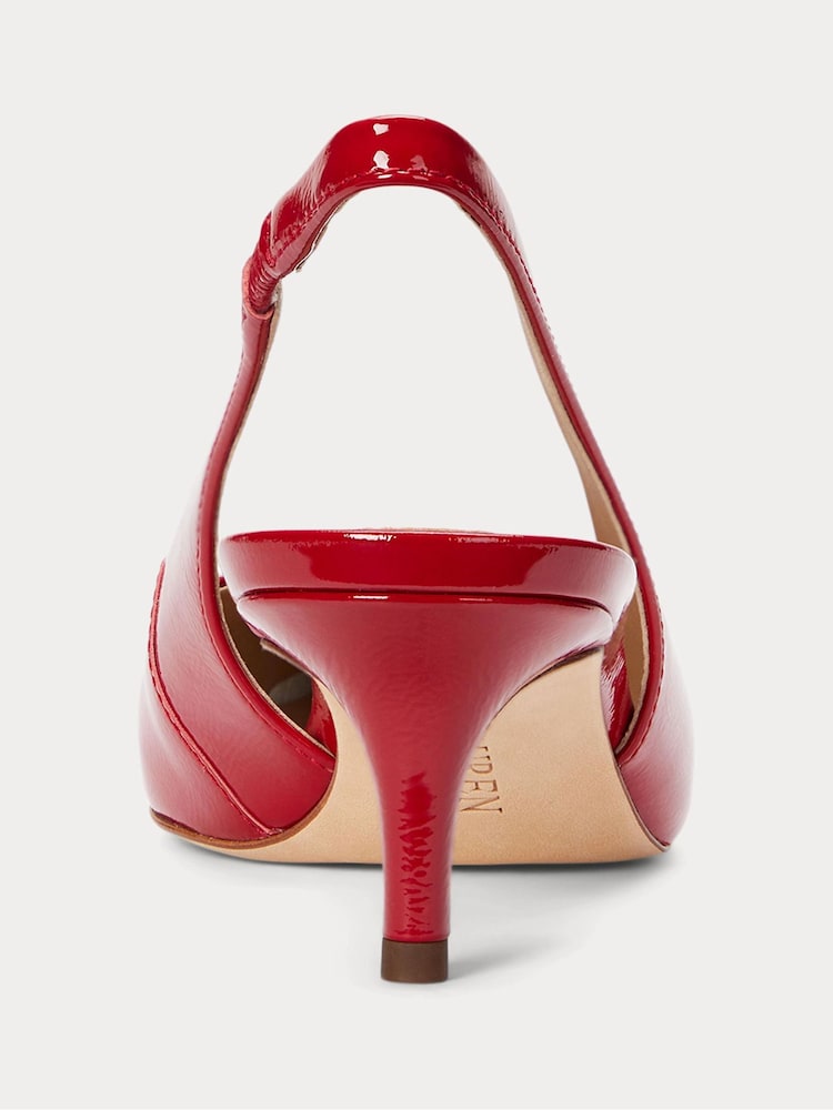 Roșu - Lauren Ralph Lauren Lolah II Leather Slingback Pump Heeled Shoes - Image 4 of 5