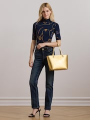 Lauren Ralph Lauren Karly Crosshatch Leather Tote Bag - Image 6 of 6
