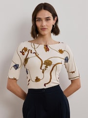 Lauren Ralph Lauren Judy Stretch Cotton Boatneck Top - Image 1 of 5