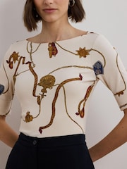 Lauren Ralph Lauren Judy Stretch Cotton Boatneck Top - Image 4 of 5