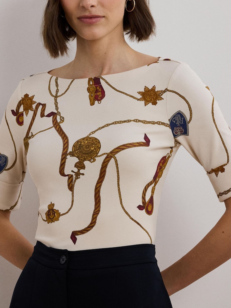 Lauren Ralph Lauren Judy Stretch Cotton Boatneck Top - Image 4 of 5