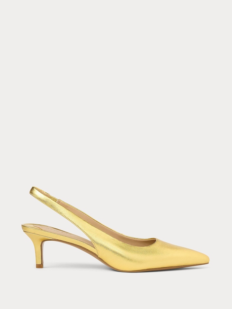 zlata (barva); zlato - Lauren Ralph Lauren Lolah II Leather Slingback Pump Heeled Shoes - Slika 1 iz 4 zlata (barva); zlato - Lauren Ralph Lauren Lolah II Leather Slingback Pump Heeled Shoes - Slika 1 iz 4