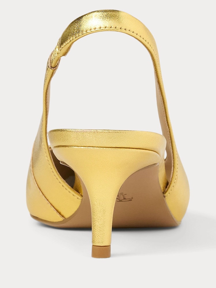 zlata (barva); zlato - Lauren Ralph Lauren Lolah II Leather Slingback Pump Heeled Shoes - Slika 4 iz 4 zlata (barva); zlato - Lauren Ralph Lauren Lolah II Leather Slingback Pump Heeled Shoes - Slika 4 iz 4
