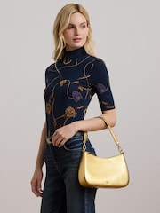 Lauren Ralph Lauren Danni Crosshatch Leather Shoulder Bag - Image 6 of 6