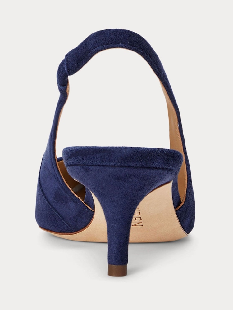 Blau - Lauren Ralph Lauren Lolah II Suede Slingback Heeled Pump Shoes - Bild 4 von 4 Blau - Lauren Ralph Lauren Lolah II Suede Slingback Heeled Pump Shoes - Bild 4 von 4