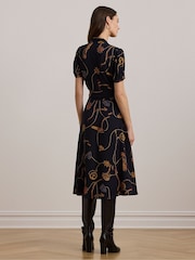 Lauren Ralph Lauren Belt Print Midi V Neck Dress - Image 2 of 8