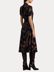 Lauren Ralph Lauren Belt Print Midi V Neck Dress - Image 3 of 8