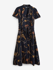Lauren Ralph Lauren Belt Print Midi V Neck Dress - Image 8 of 8