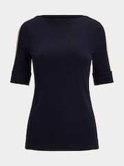 Lauren Ralph Lauren Damira Two Tone Boatneck Stretch Jersey Top - Image 5 of 5