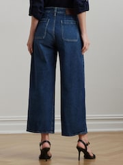 Lauren Ralph Lauren Blue High-Rise Wide-Leg Cropped Denim Jeans - Image 2 of 9