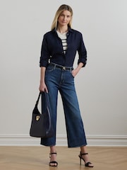 Lauren Ralph Lauren Blue High-Rise Wide-Leg Cropped Denim Jeans - Image 3 of 9