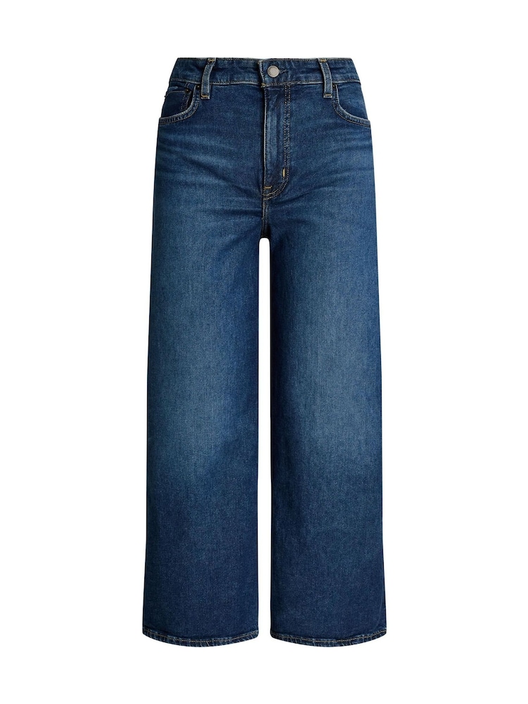 Lauren Ralph Lauren Blue High-Rise Wide-Leg Cropped Denim Jeans - Image 8 of 9