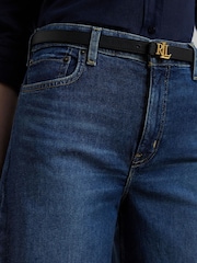 Lauren Ralph Lauren Blue High-Rise Wide-Leg Cropped Denim Jeans - Image 9 of 9