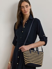 Lauren Ralph Lauren Natural Brie Striped Straw Raffia Tote Bag - Imagen 7 de 8