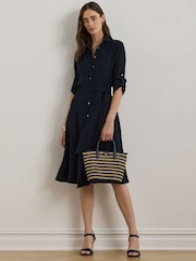 Lauren Ralph Lauren Natural Brie Striped Straw Raffia Tote Bag - Imagen 8 de 8