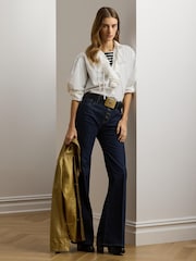 Lauren Ralph Lauren High-Rise Straight Leg Flare Denim Jeans - Image 4 of 6