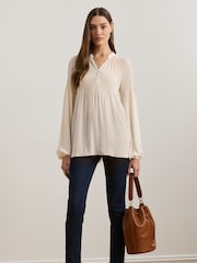 Lauren Ralph Lauren Versilla Pleated Georgette Blouse - Image 2 of 8