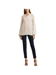 Lauren Ralph Lauren Versilla Pleated Georgette Blouse - Image 7 of 8
