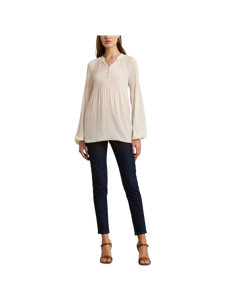 Lauren Ralph Lauren Versilla Pleated Georgette Blouse - Image 7 of 8