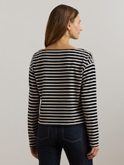 Lauren Ralph Lauren Ronlee Striped Cotton Jersey Boatneck Top - Image 2 of 5