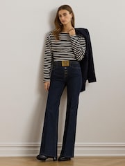 Lauren Ralph Lauren Ronlee Striped Cotton Jersey Boatneck Top - Image 3 of 5
