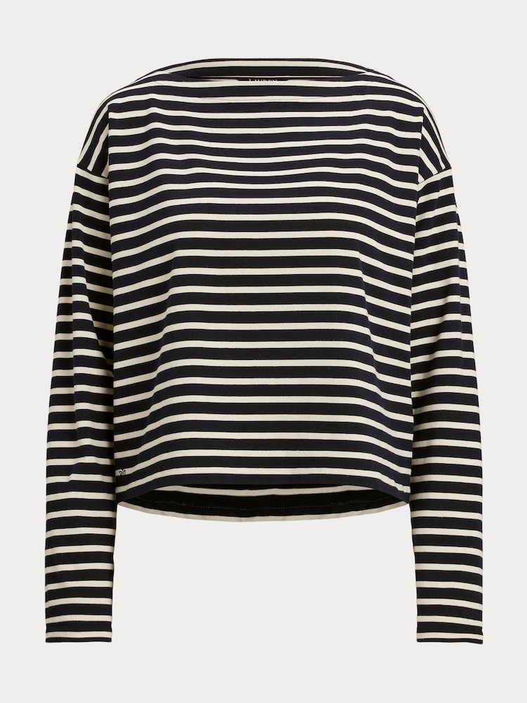 Lauren Ralph Lauren Ronlee Striped Cotton Jersey Boatneck Top - Image 5 of 5