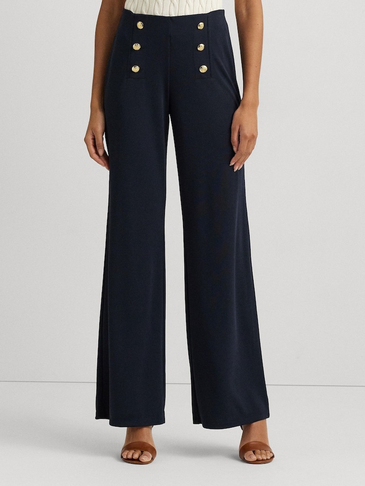 Lauren Ralph Lauren High Waisted Button Detail Trousers - Image 1 of 6
