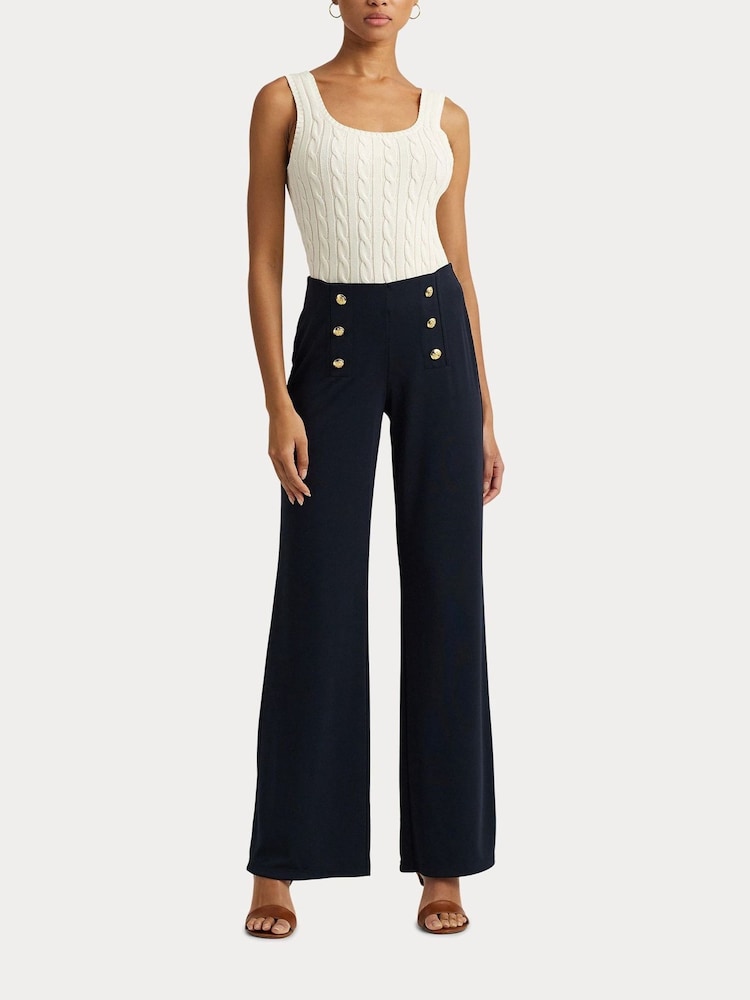 Lauren Ralph Lauren High Waisted Button Detail Trousers - Image 5 of 6