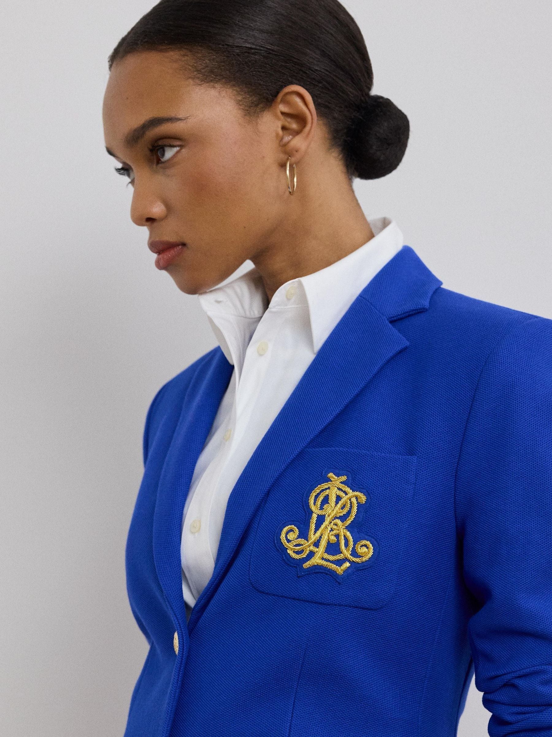 Buy Lauren Ralph Lauren Blue Crest Logo Blazer Jacket from the