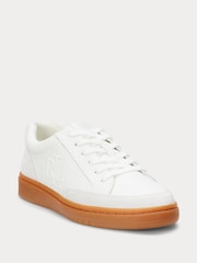 Lauren Ralph Lauren Hailey Gum Sole Leather White Trainers - Image 2 of 4