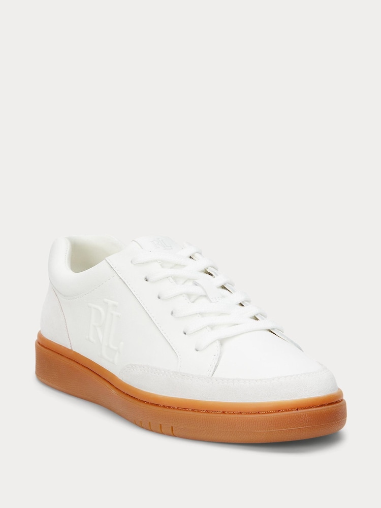 Lauren Ralph Lauren Hailey Gum Sole Leather White Trainers - Image 2 of 4