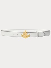 Blanco - Lauren Ralph Lauren Leather Anchor Belt - Imagen 1 de 2