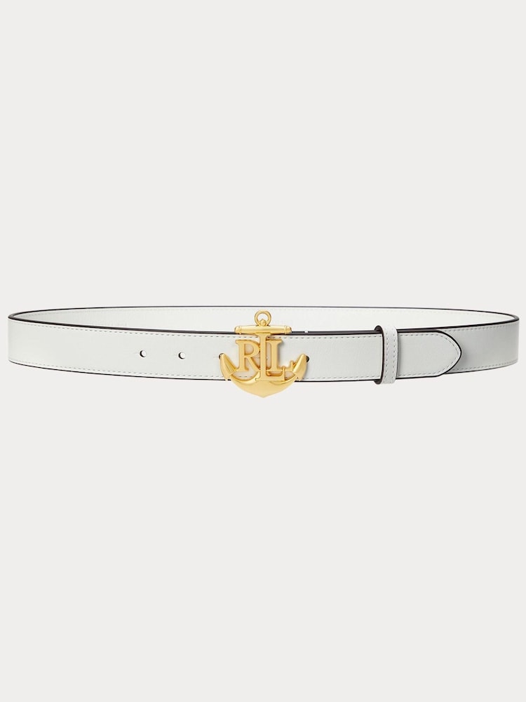 Blanco - Lauren Ralph Lauren Leather Anchor Belt - Imagen 1 de 2