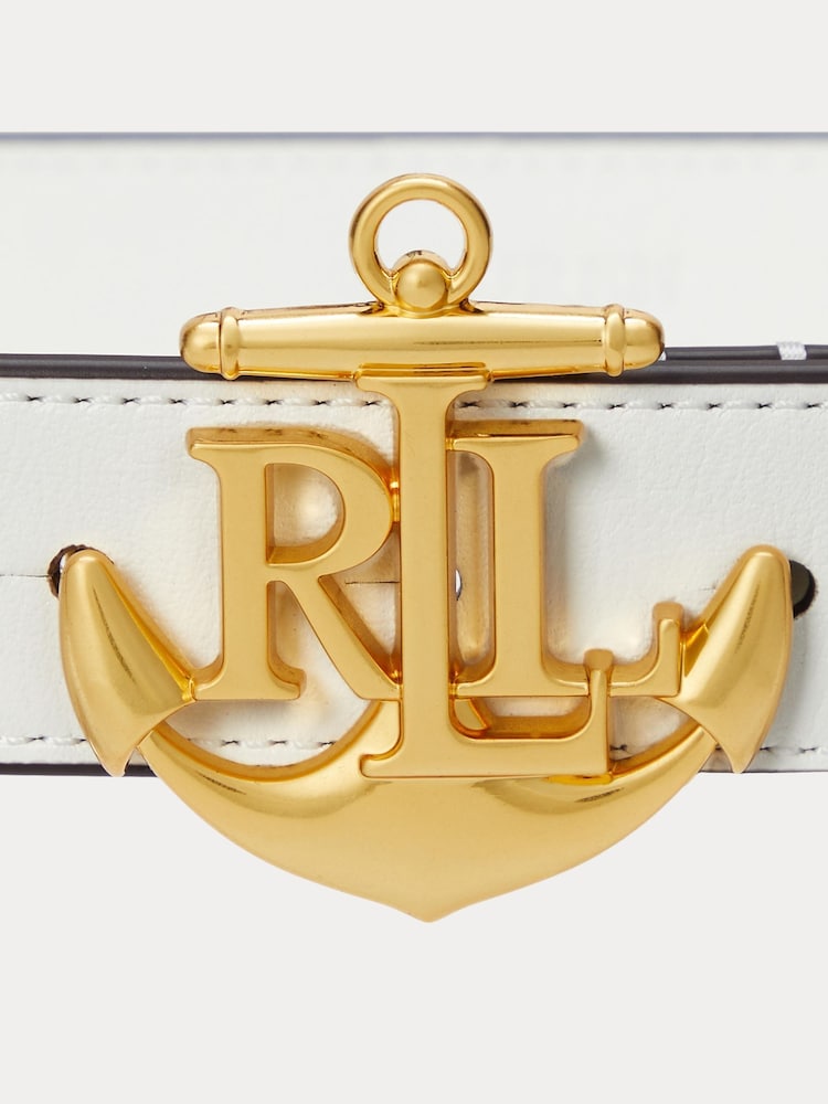 Blanco - Lauren Ralph Lauren Leather Anchor Belt - Imagen 2 de 2