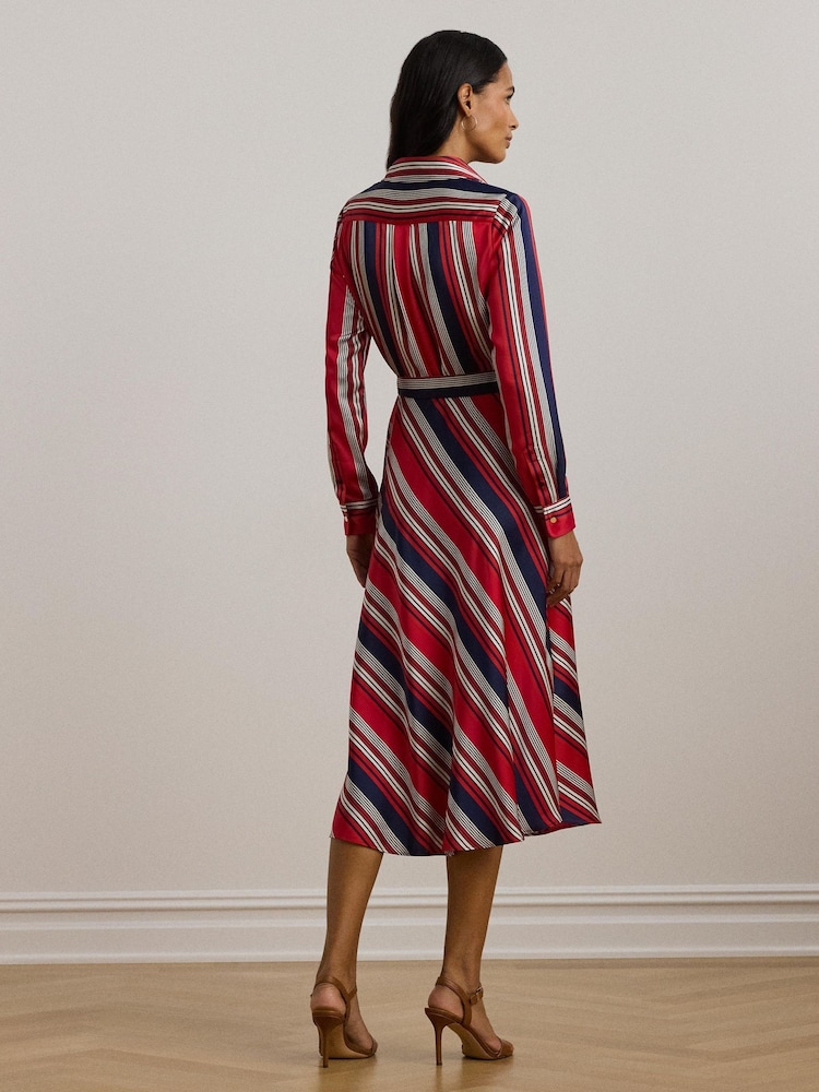 Lauren Ralph Lauren Striped Charmeuse Midi Dress - Image 2 of 8