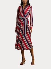 Lauren Ralph Lauren Striped Charmeuse Midi Dress - Image 6 of 8