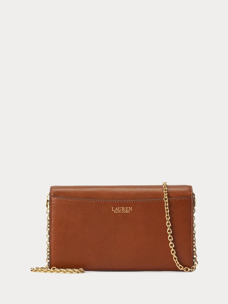 Lauren Ralph Lauren Brown Leather Chain Crossbody Clutch Bag - Image 2 of 5 Lauren Ralph Lauren Brown Leather Chain Crossbody Clutch Bag - Image 2 of 5