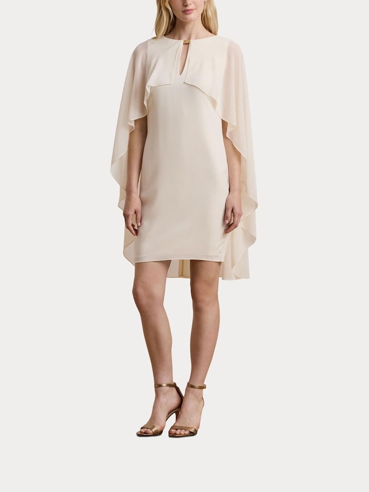 Womens Lauren Ralph Lauren Cream Renelle Cape Long Sleeve Mini Dress US 4 Womens Lauren Ralph Lauren Cream Renelle Cape Long Sleeve Mini Dress US 4