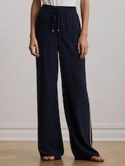 Lauren Ralph Lauren Ziakash Side-Stripe Georgette Wide-Leg Trousers - Image 1 of 5
