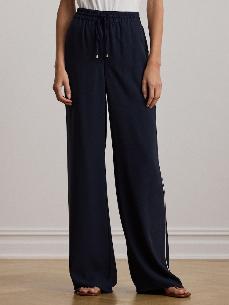 Lauren Ralph Lauren Ziakash Side-Stripe Georgette Wide-Leg Trousers - Image 1 of 5