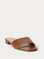 Lauren Ralph Lauren Everley Logo Nappa Leather Slide Sandals - Image 1 of 4