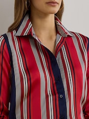 Lauren Ralph Lauren Jamelko Stripe Glossy Charmeuse Shirt - Image 4 of 5