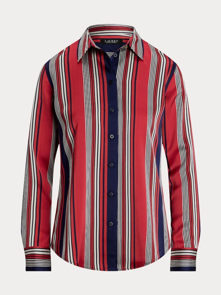 Lauren Ralph Lauren Jamelko Stripe Glossy Charmeuse Shirt - Image 5 of 5