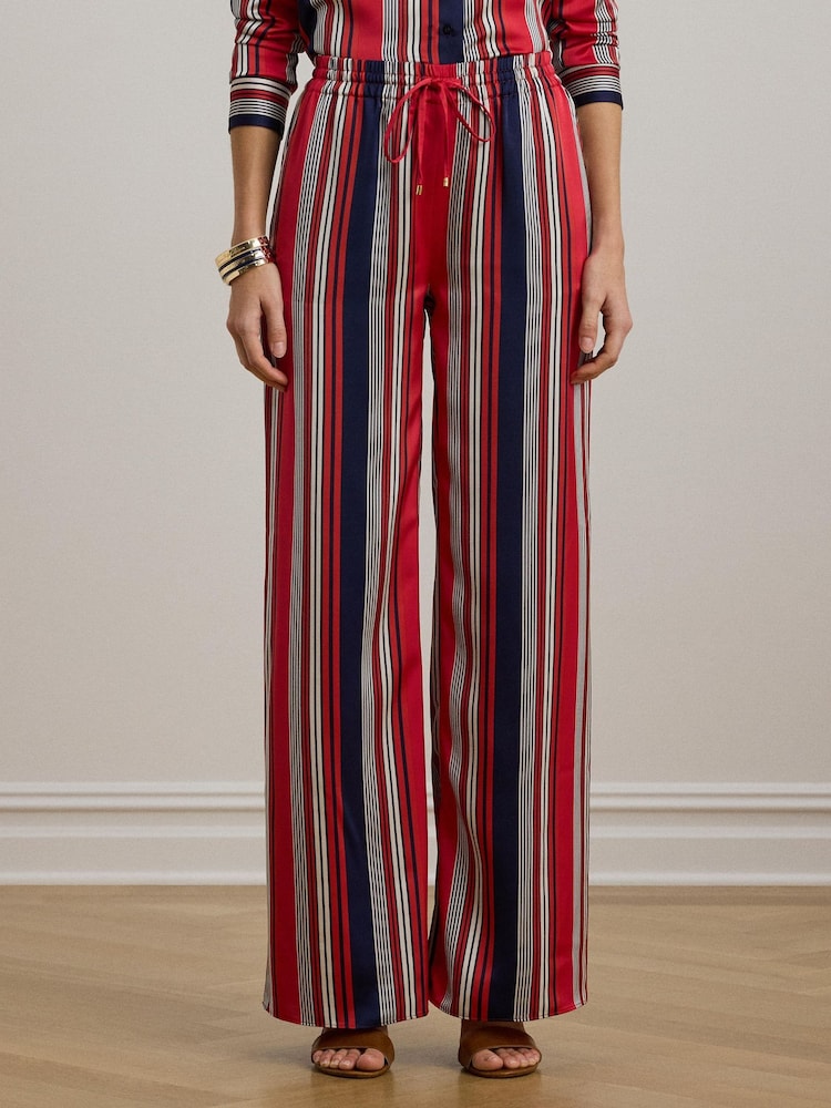 Lauren Ralph Lauren Ziakash Striped Satin Charmeuse Wide-Leg Trousers - Image 1 of 5