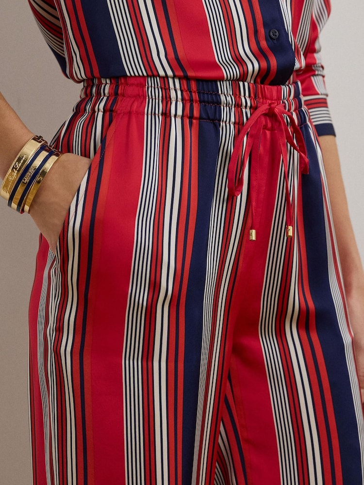 Lauren Ralph Lauren Ziakash Striped Satin Charmeuse Wide-Leg Trousers - Image 4 of 5