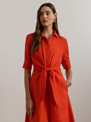 Lauren Ralph Lauren Curve Wakana Linen Belted Shirt Dress - Image 2 of 7
